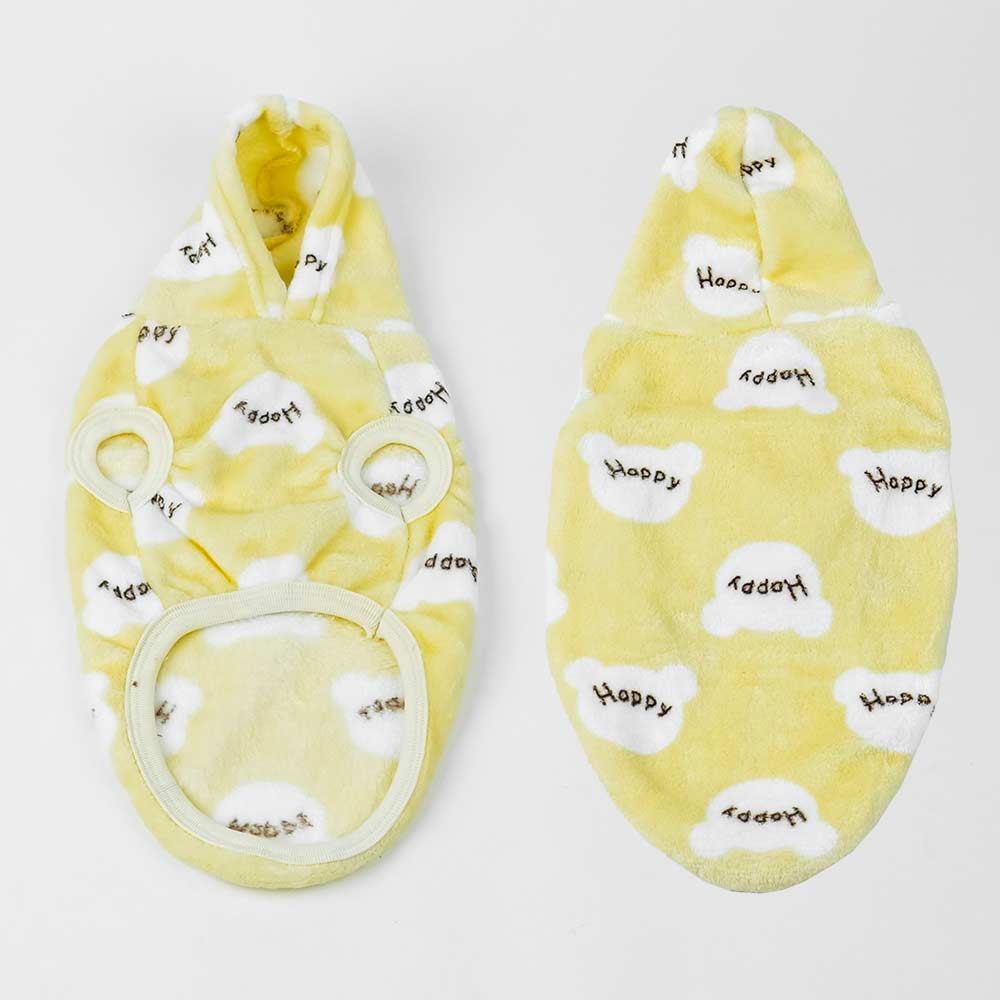 Happy Bear Pet Hoodie -Yellow 🐻❄️🌼