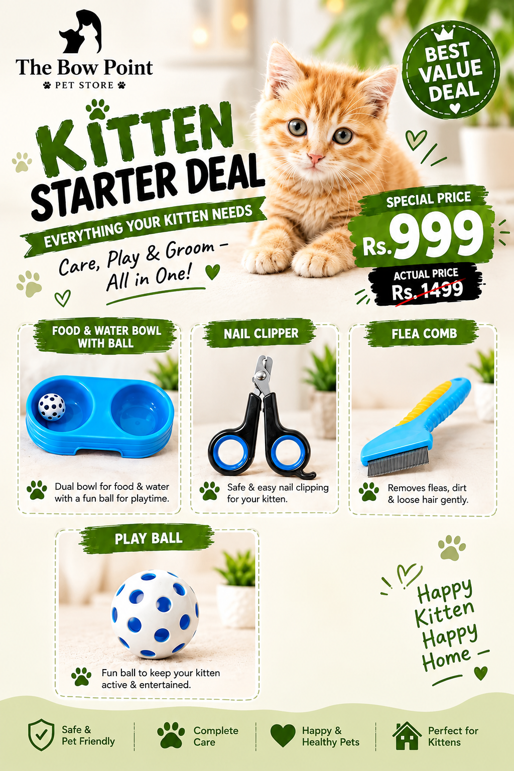 🩵 Pet Essentials Starter Pack (Rs. 999)