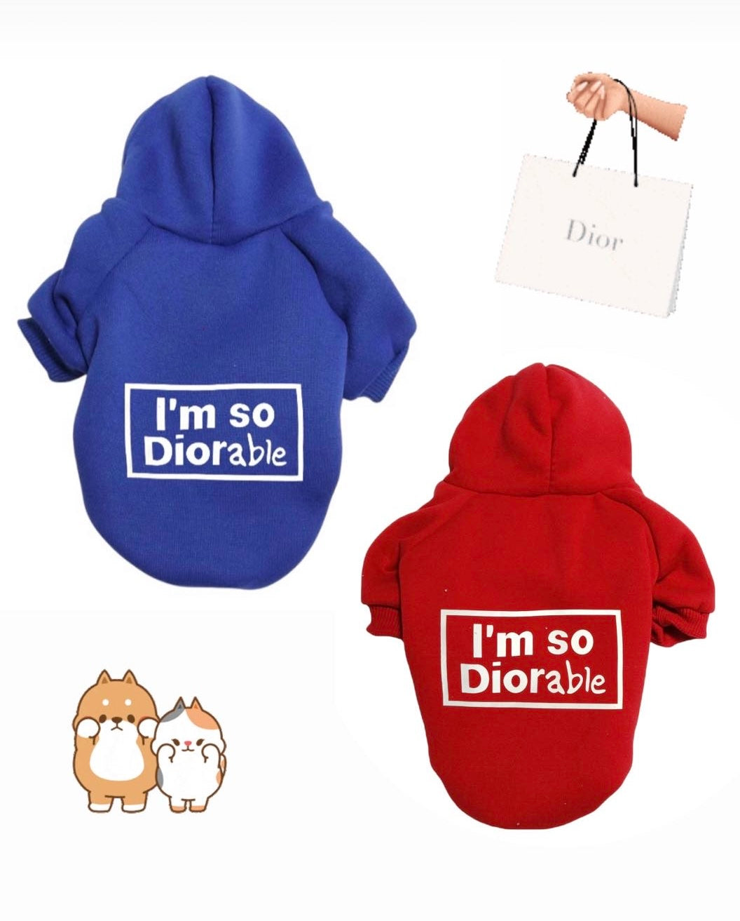 Diorable pet hoodie   Blue š