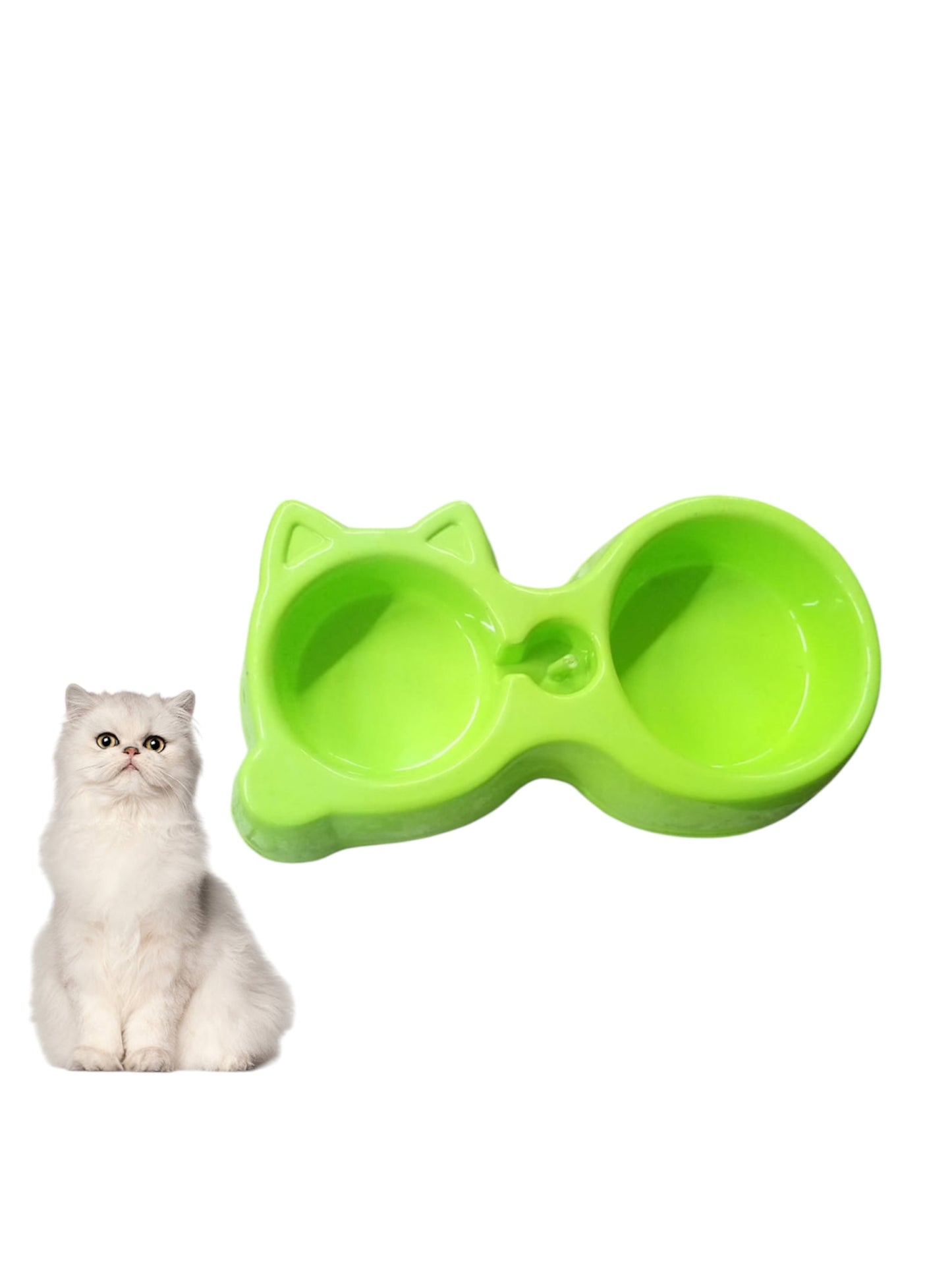 Cat shape pet food bowl and water dispenser - with bottle