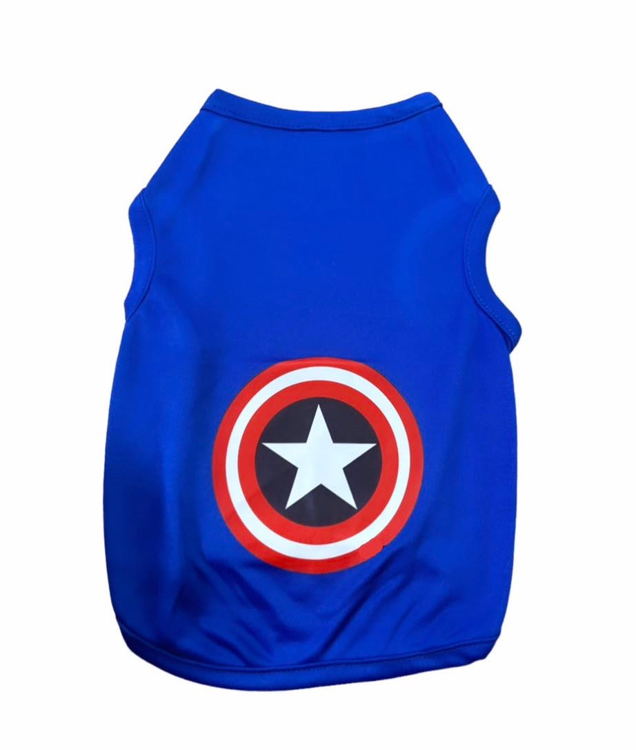 Captain america pet shirt 🔵