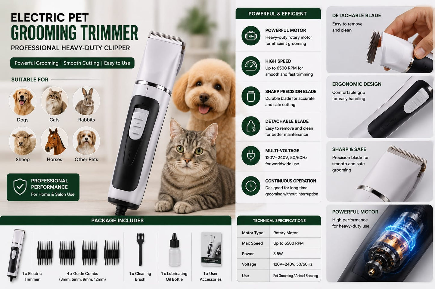 Electric Pet Grooming Trimmer