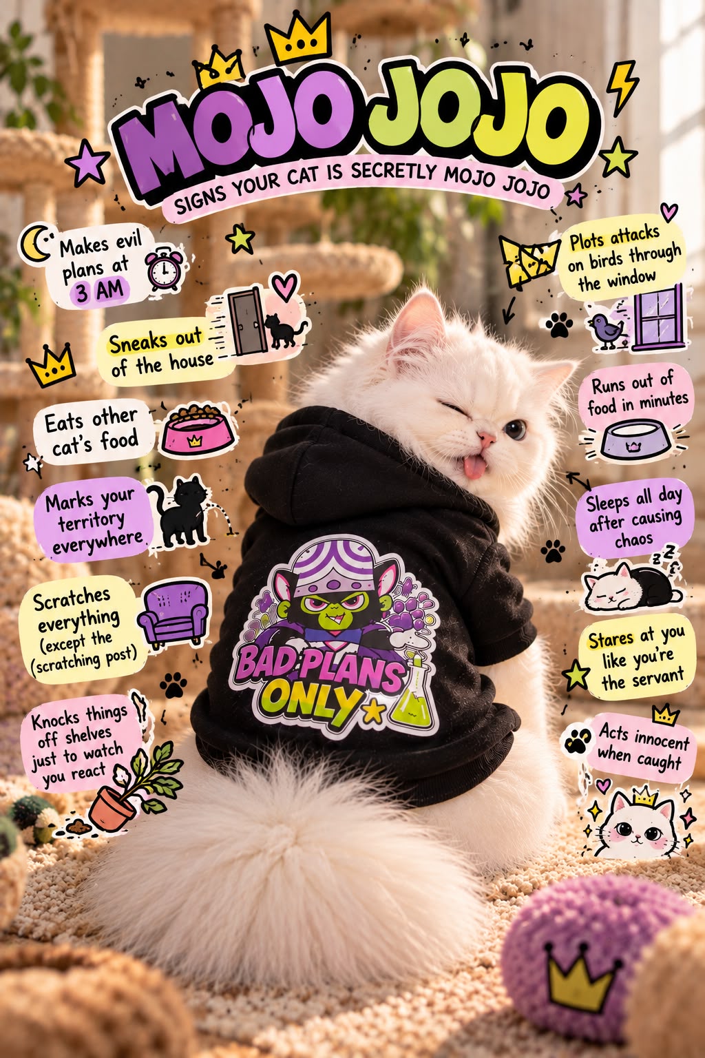 Mojo Jojo Pet Hoodie 😈 Powerpuff Cats | Limited edition