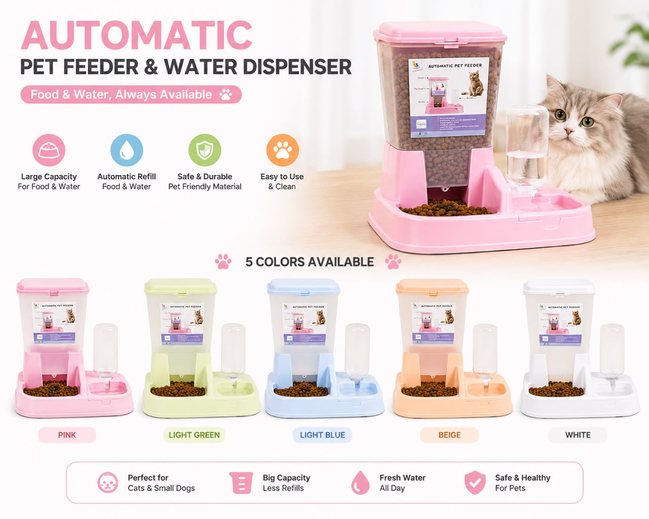 Pet food and water dispenser - Big Size Free Shipping 🟢