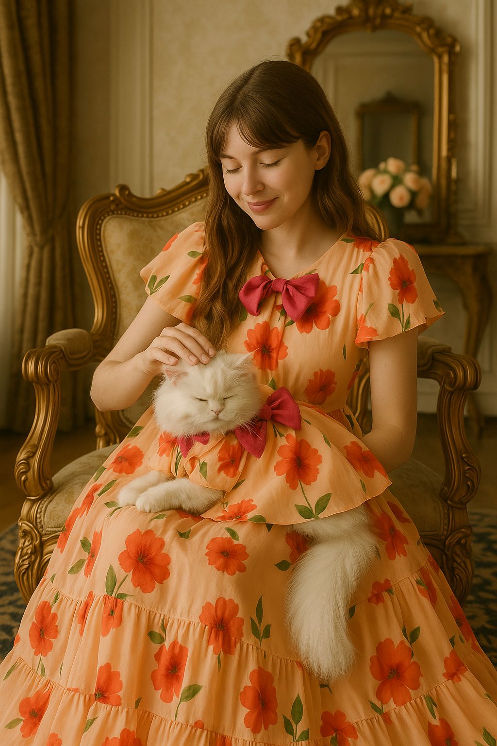 Mom & Cat duo - Peach blossom pet frock 🌺
