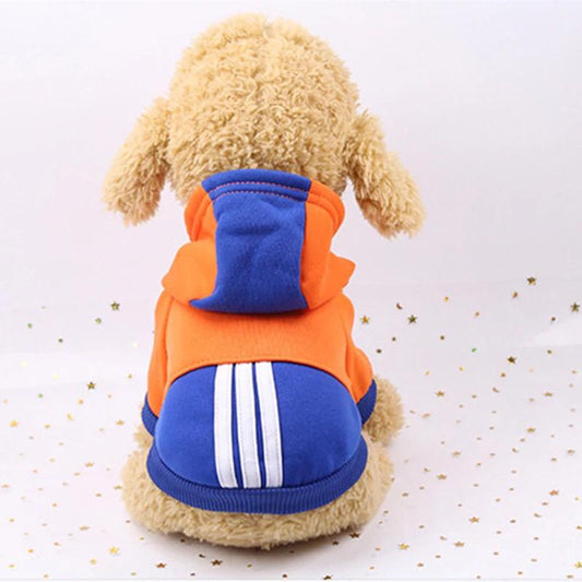 Stripped Pet Hoodie β Warm | Blue & Orange - Winter.