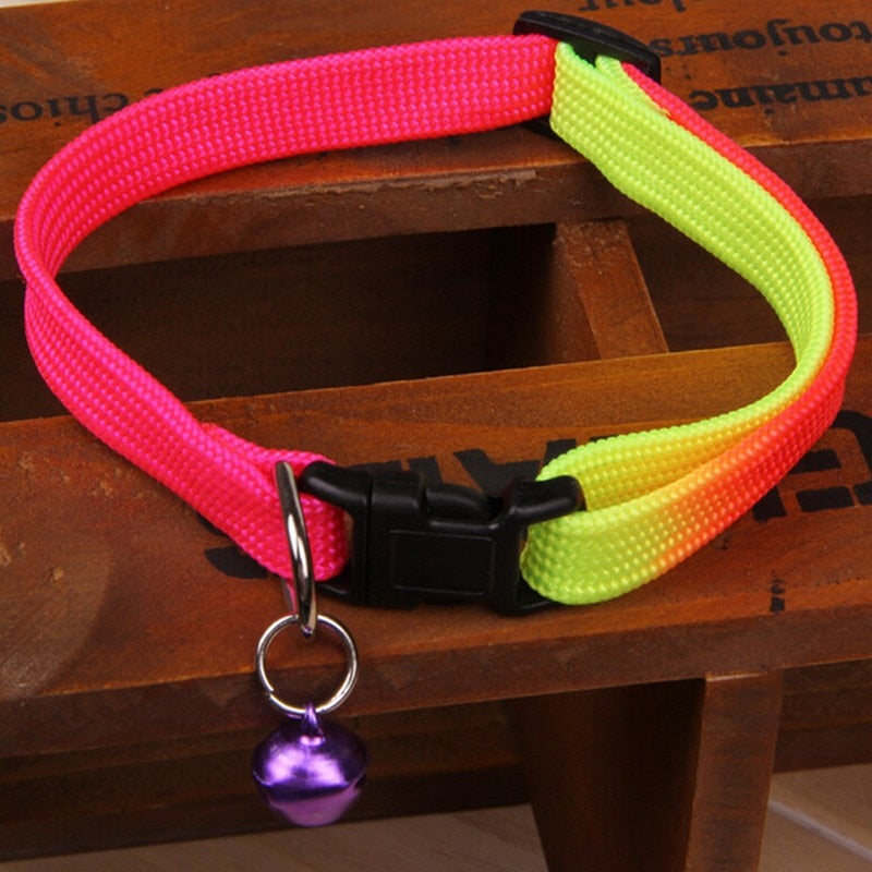 Rainbow Pet Collar with Bell