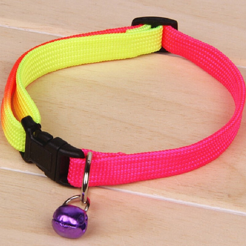 Rainbow Pet Collar with Bell