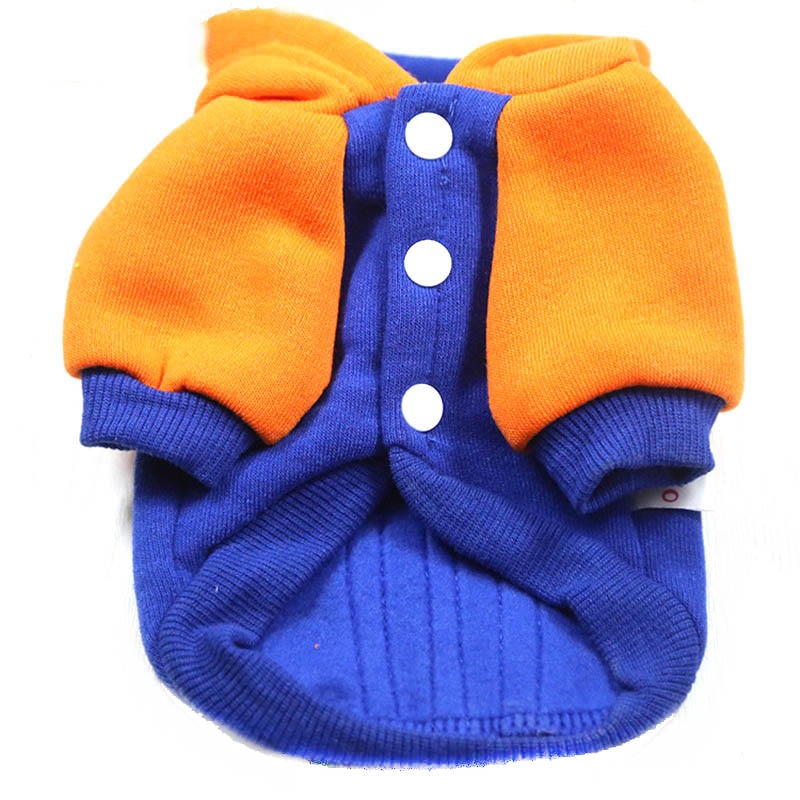 Stripped Pet Hoodie – Warm | Blue & Orange - Winter.