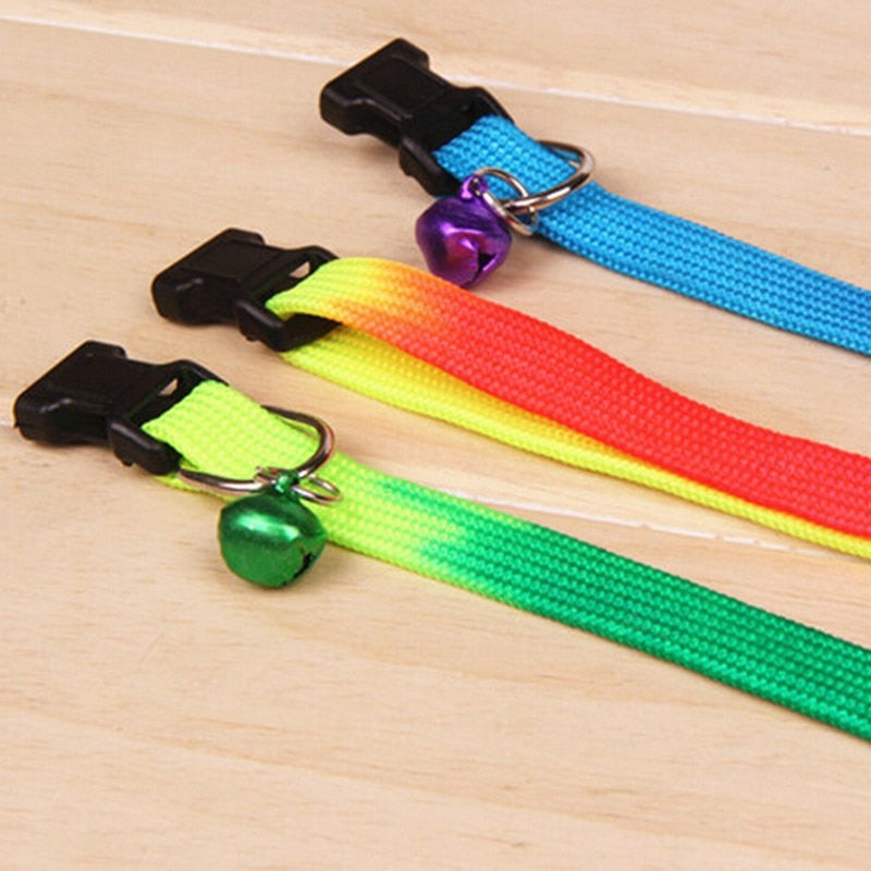 Rainbow Pet Collar with Bell
