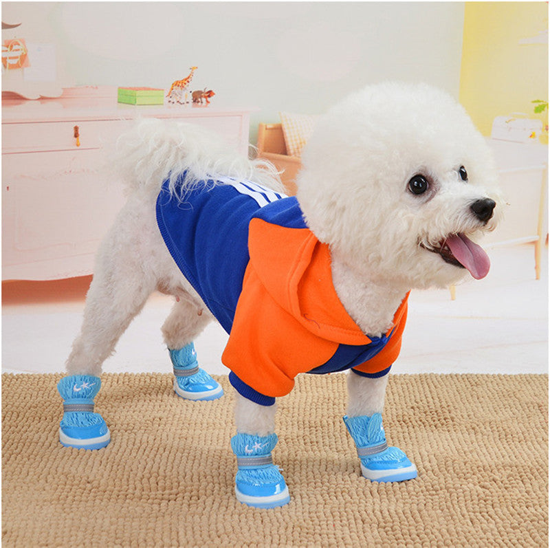 Stripped Pet Hoodie – Warm | Blue & Orange - Winter.