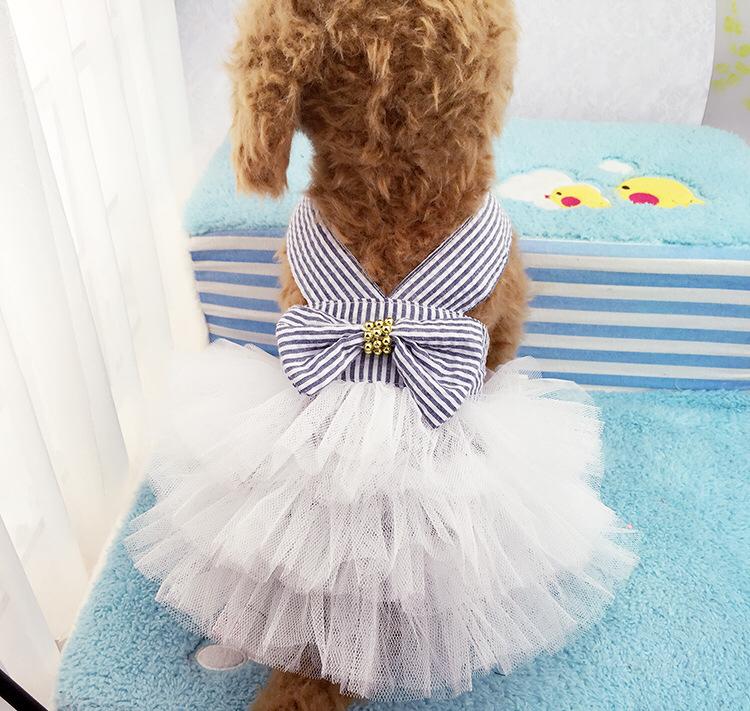 Stripped Pet Frock - Blue - Summer