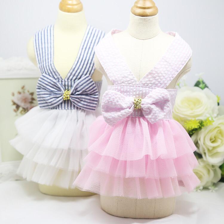Stripped Pet Frock - Blue - Summer
