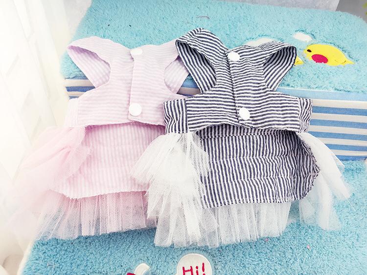 Stripped Pet Frock Pink Summer