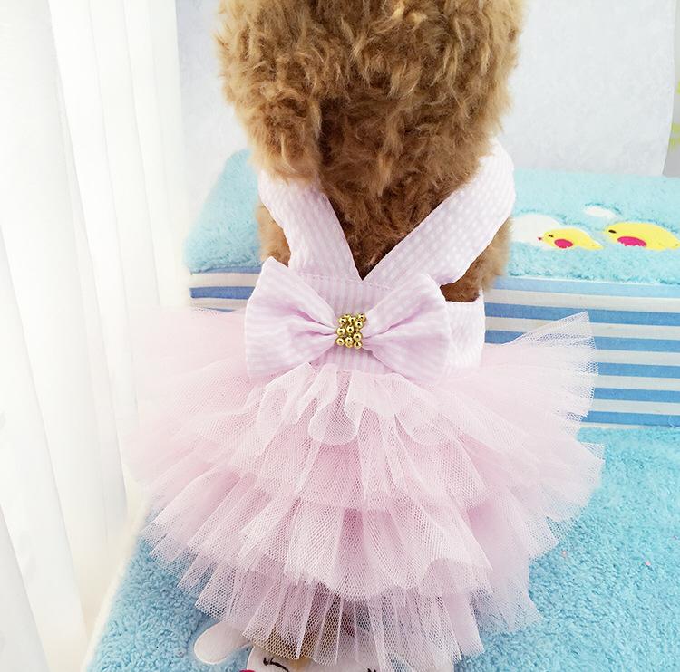 Stripped Pet Frock Pink Summer