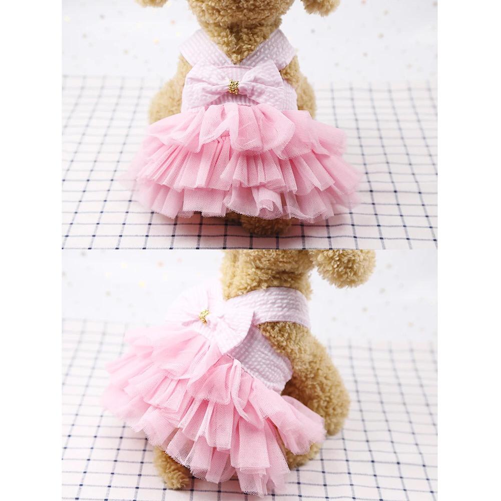 Stripped Pet Frock Pink Summer
