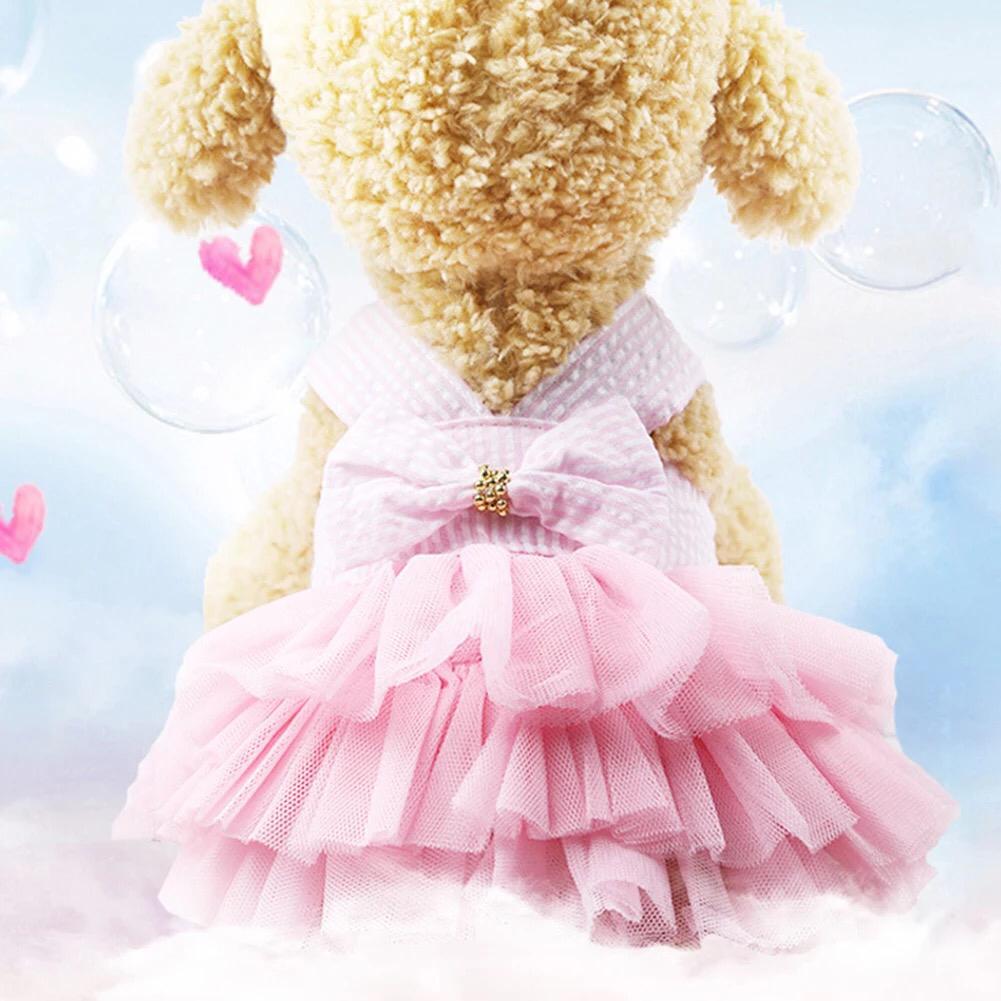 Stripped Pet Frock Pink Summer
