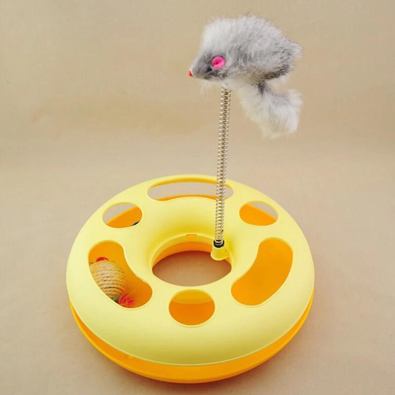 Mouse spring rotating ball cat toy