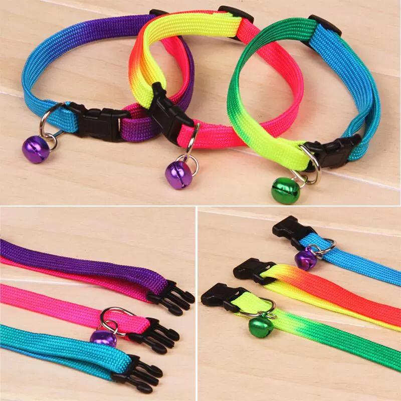 Rainbow Pet Collar with Bell