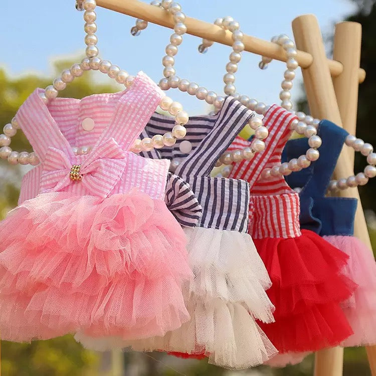 Red Stripped Pet Frock - Summer