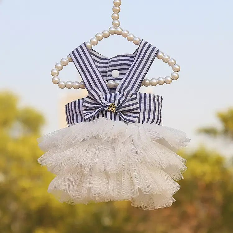 Stripped Pet Frock - Blue - Summer