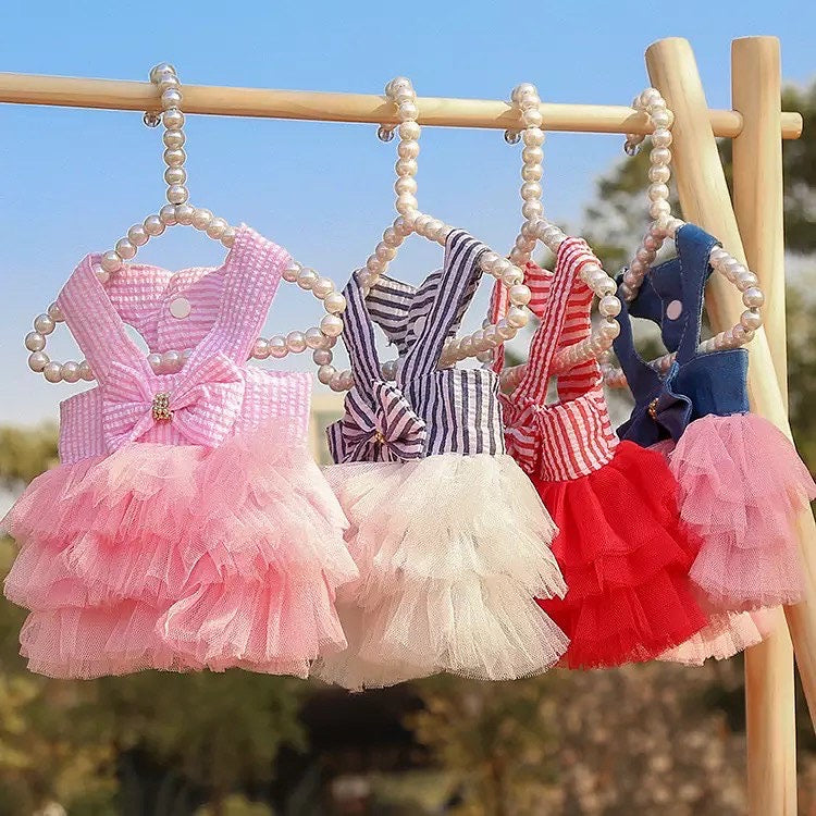 Stripped Pet Frock Pink Summer