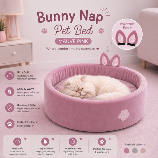 Bunny Nap Pet bed - Mauve Pink🐰