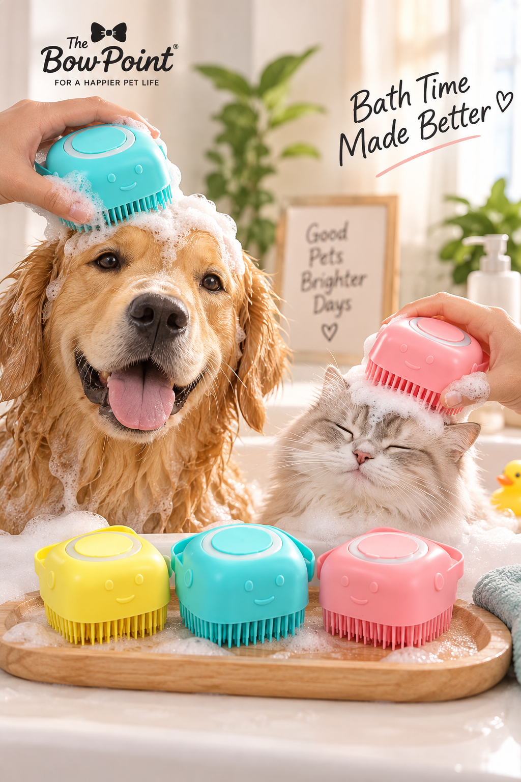 2-in-1 Pet Bath Brush with Shampoo Dispenser 🫧