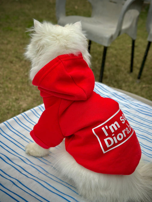 Diorable pet hoodie  Red