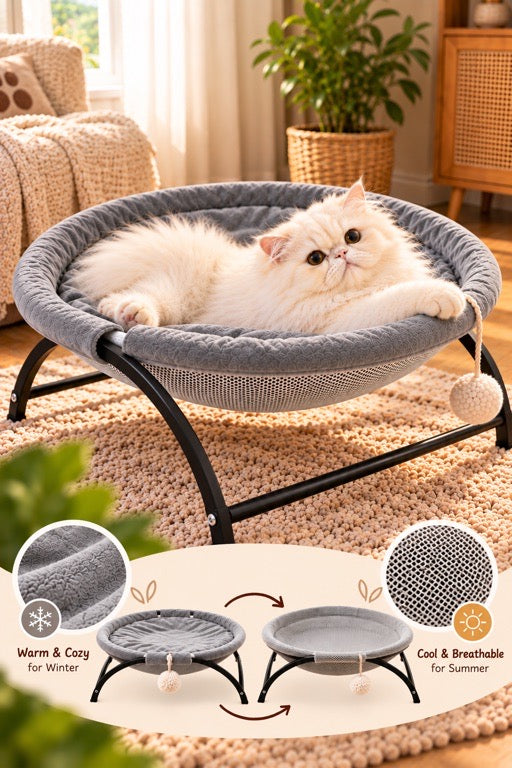 CloudNest Elevated Pet Hammock | Reversible Summer & Winter Bed 🐾