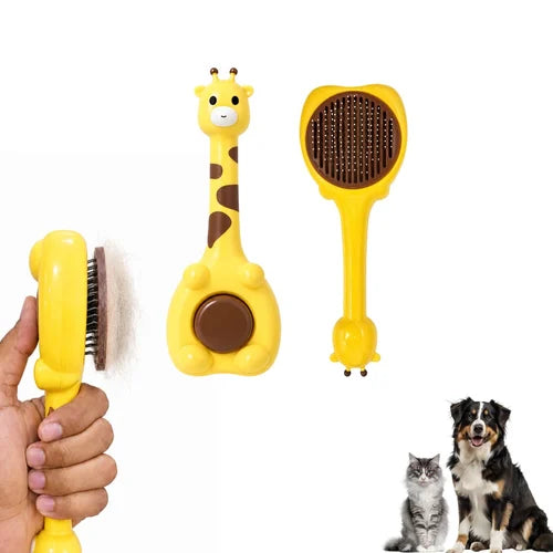 Purry Pet Grooming Brush -  Button Press cute Design