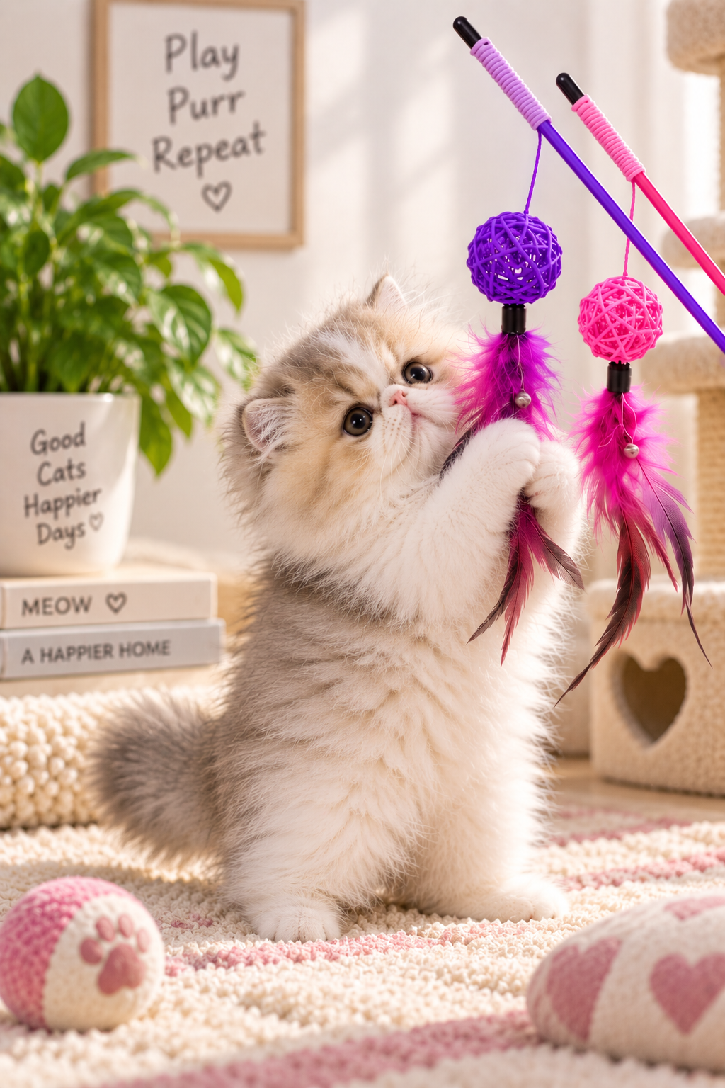 Rattan Ball Cat Teaser Toy Stick