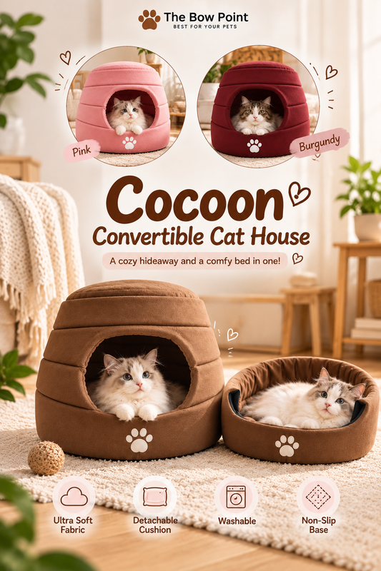 Cucoon Convertible Pet House – Cat House with Cushion