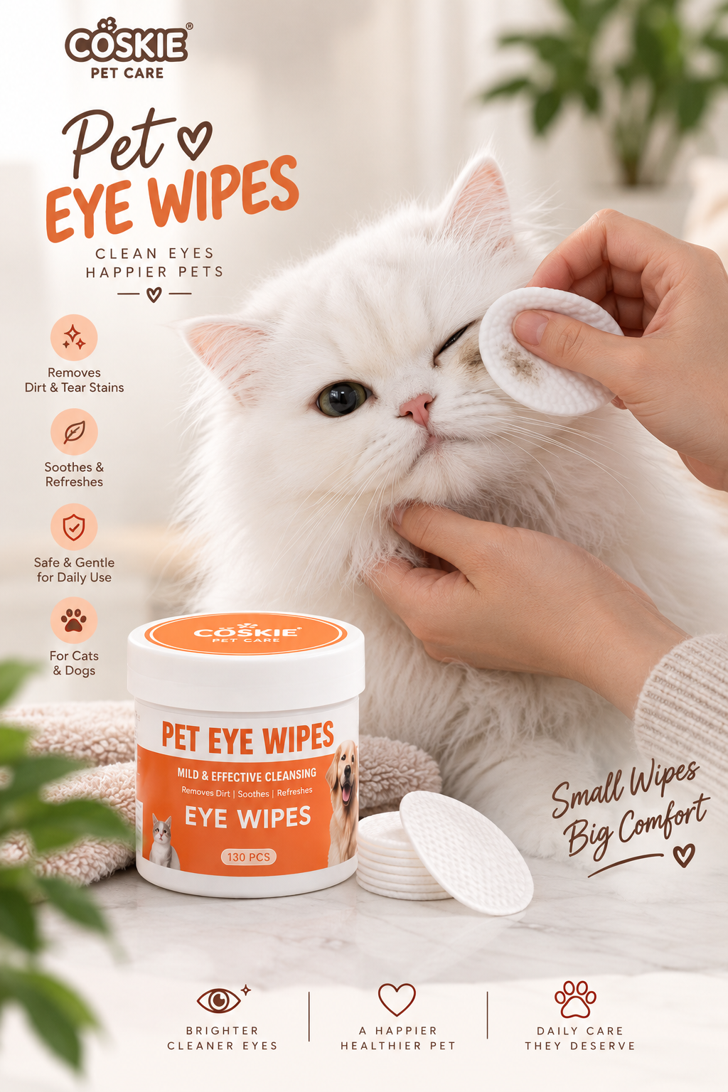 Pet eye wipes - 130pc