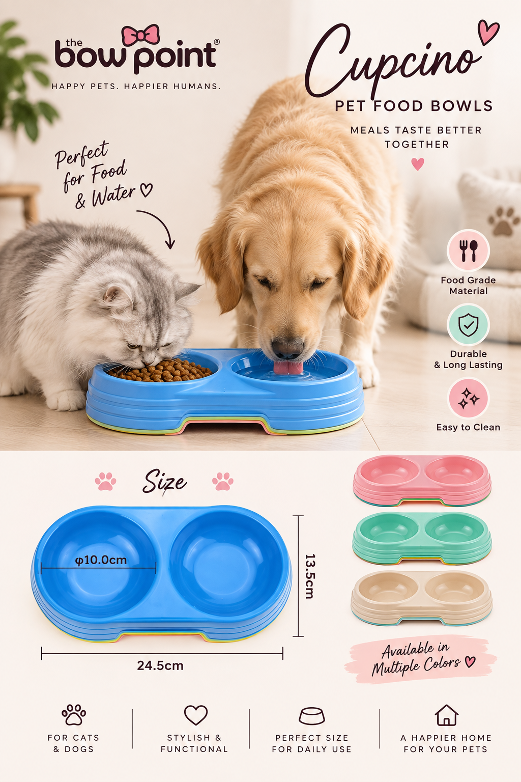 Cupcino Pet Food Bowls