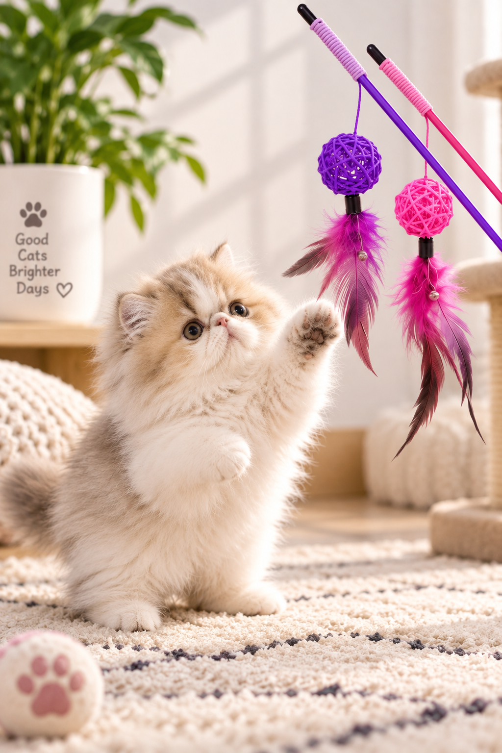 Rattan Ball Cat Teaser Toy Stick