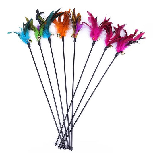 Pet toy stick Feathers bell
