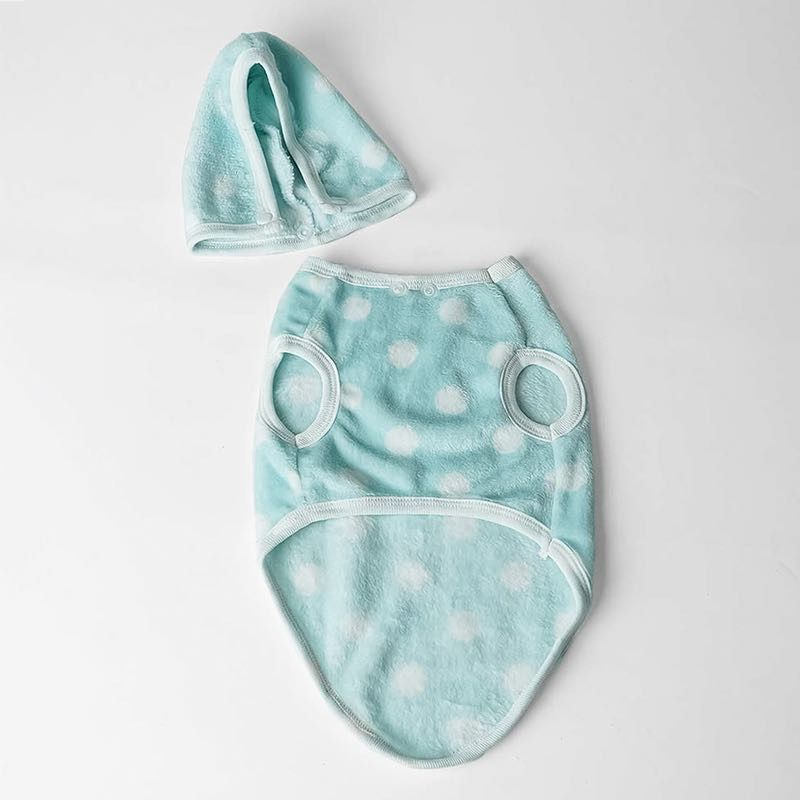 Polka dot hoodie with removable cap- Sea Green❄️ 🐾