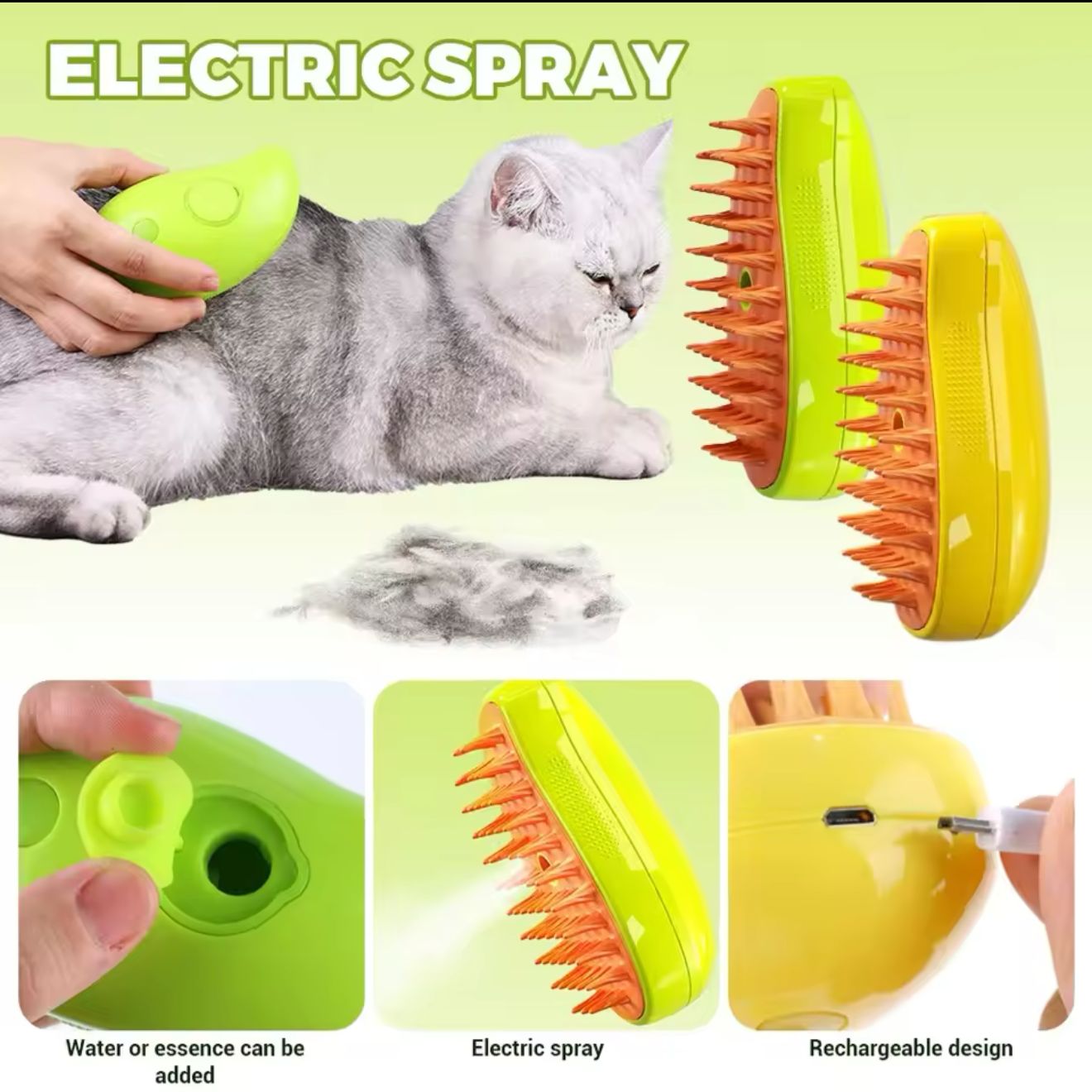 3 in 1 Pet steam brush | Electric - rechargeable