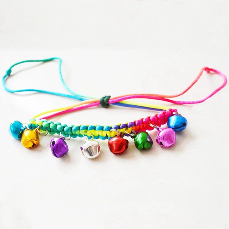 Multicolor cat bells collar