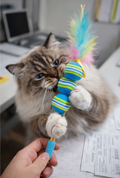 Fur balls cat toy stick 🥎 🦯