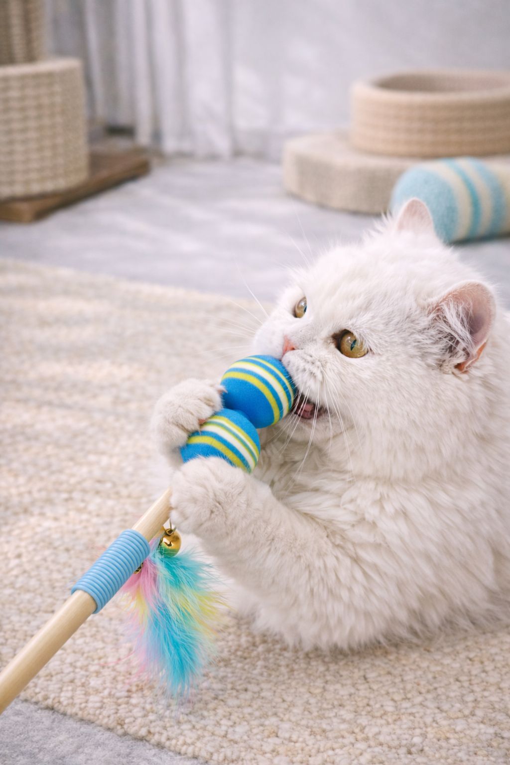 Fur balls cat toy stick 🥎 🦯