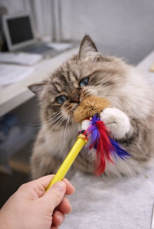Pompom cat toy stick 🦯- 399Rs