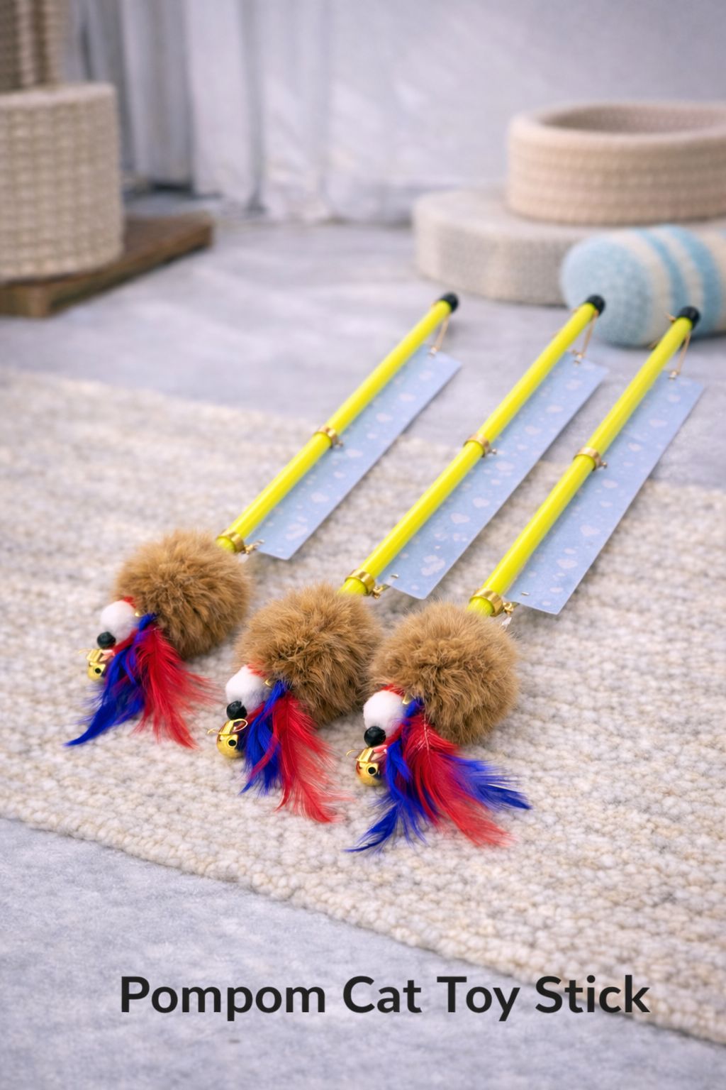 Pompom cat toy stick 🦯- 399Rs