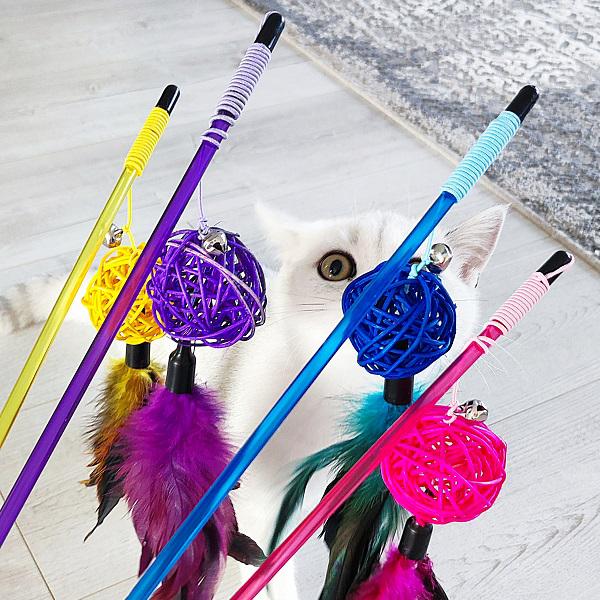 Rattan Ball Cat Teaser Toy Stick