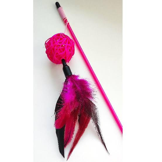 Rattan Ball Cat Teaser Toy Stick