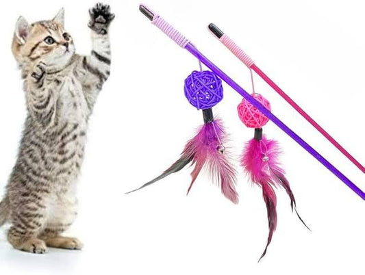 Rattan Ball Cat Teaser Toy Stick