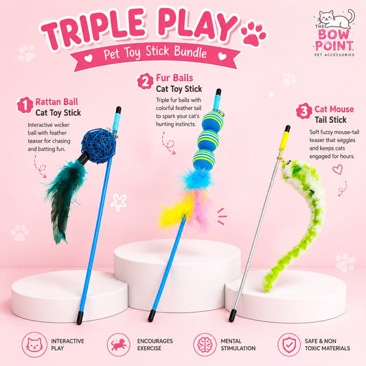 Triple Play – Pet Toy Stick Bundle 🦯