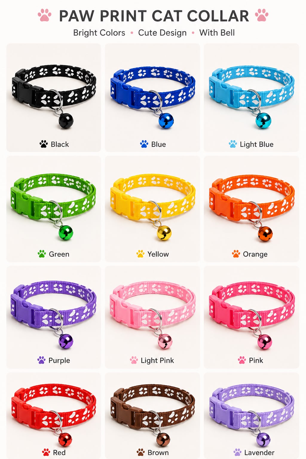 Paw Pet Collar with Bell