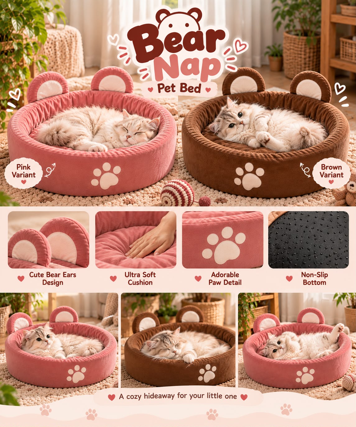 Bear Nap Pet Bed🐻